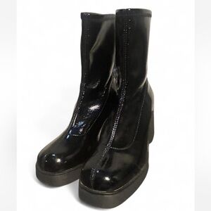 Black Patent Leather Platform Boots